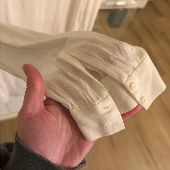 White Sheer Button-Up Blouse - Picture 5 of 6